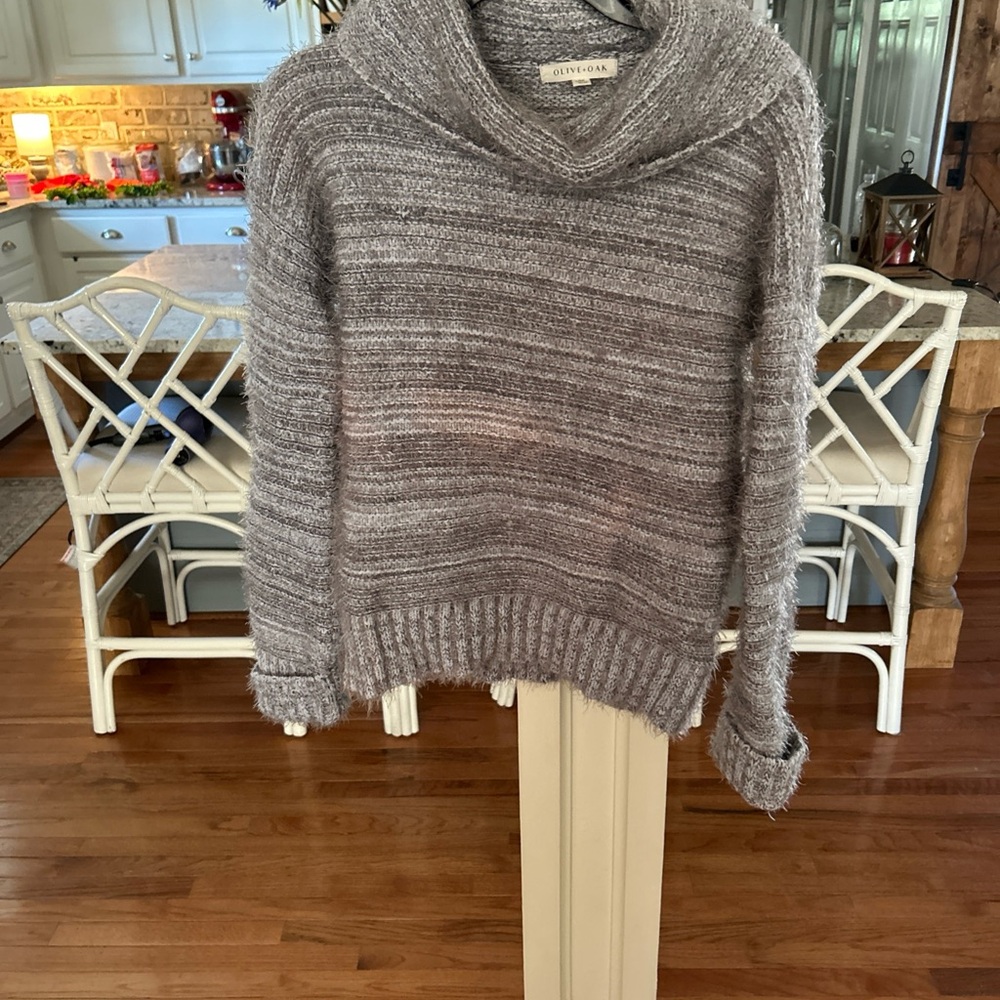 Olivia Rae Heathered Gray Cowl Neck Sweater